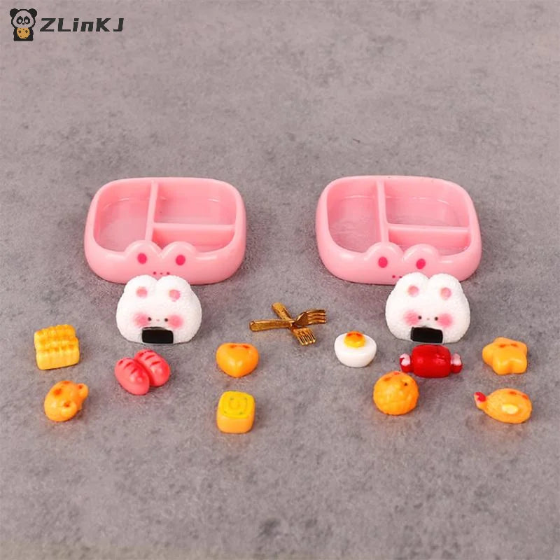 ▶Children's Pretend Play Toy Miniature Simulation Rice Ball Meal Playset DIY Decor Realistic Portable Bento Food Model Zpaxo