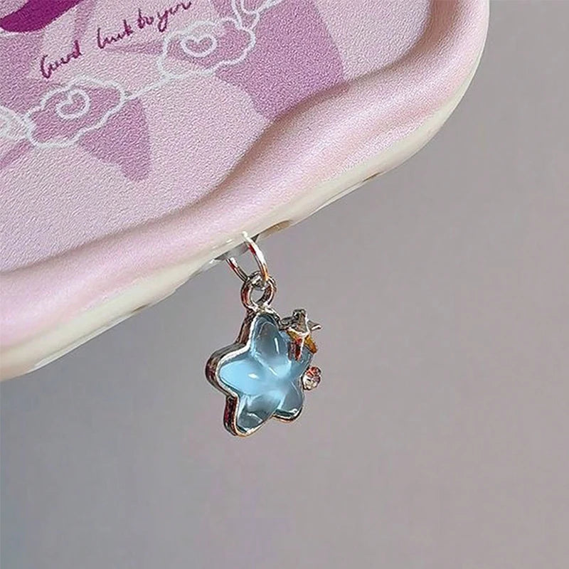 Diamond Star Dust Plug Charm Fashion Ladies Charge Port Plug For iPhone Type C Micro USB Dust Protection Cap Phone Pendant Gift Zpaxo