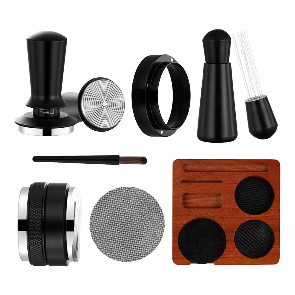 Coffee Tamper Set 7 Pieces Professional Ergonomic Anti-Slip Coffee Distributor Accessories Kit for Home Kitchen Studio Bar Zpaxo 58mm China Mainland