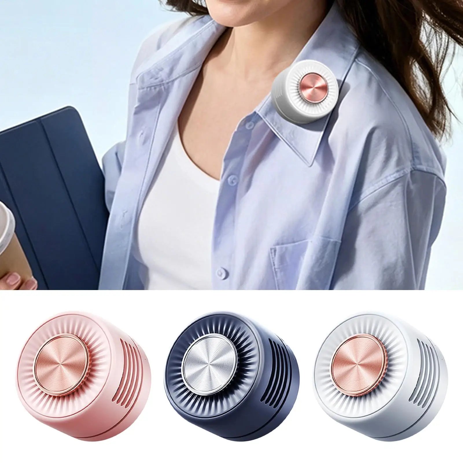 Portable Bladeless Fan Clip-on Wearable Cooling Personal Mini Camping