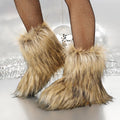 Winter Women Boots Plush Warm Snow Boots 2025 Winter Fluffy Faux Fox Fur Boots Woman Luxury Furry Fur Fashion Shoes for Women Zpaxo Brown 42
