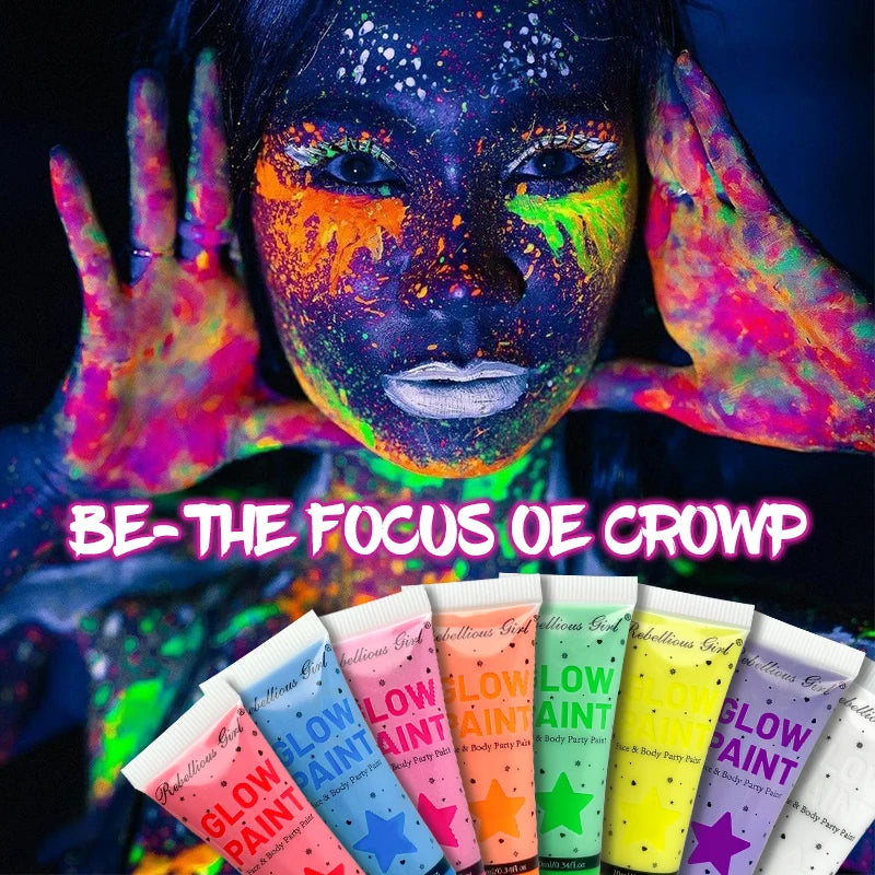 Glow Dark Body Face Paint Washable UV Neon Fluorescent Makeup Zpaxo