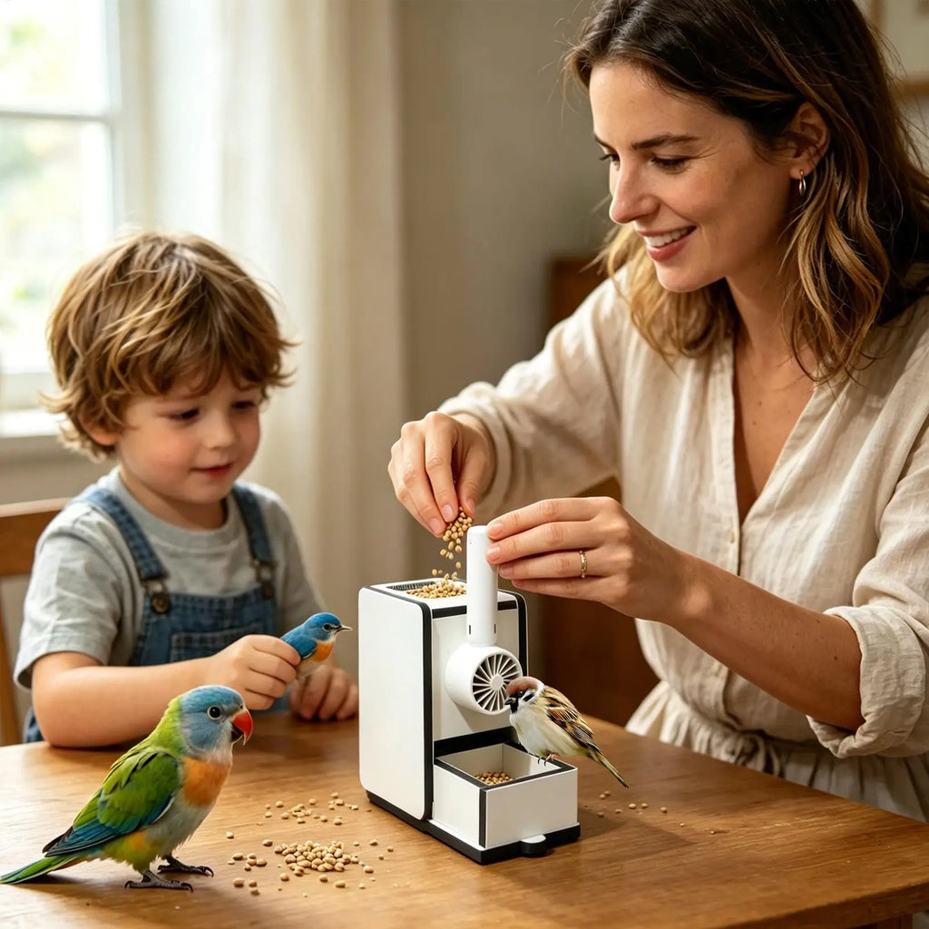 Wooden Bird Food Cleaning Blower Portable Handheld Fan Feed Shelling