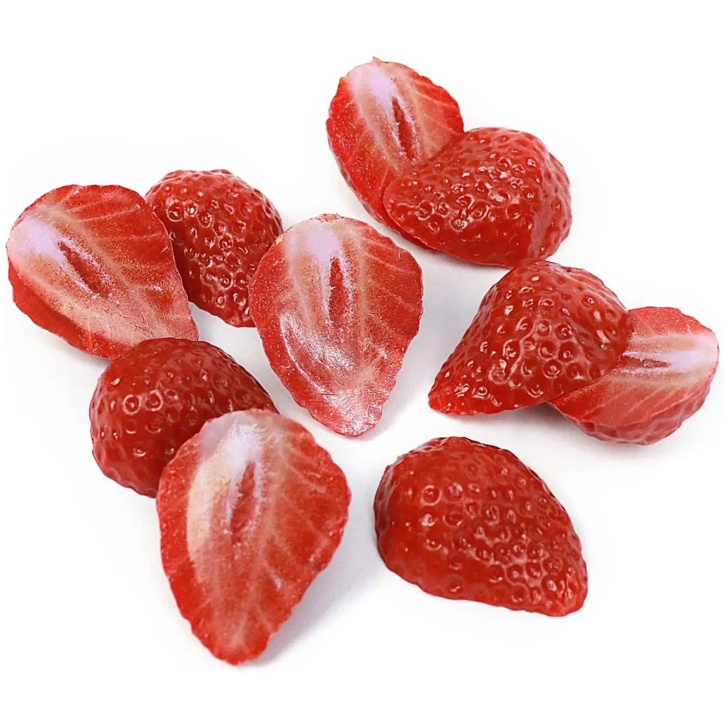 Artificial Strawberry Halves – Fake Fruit Decor & Props (10 Pack)