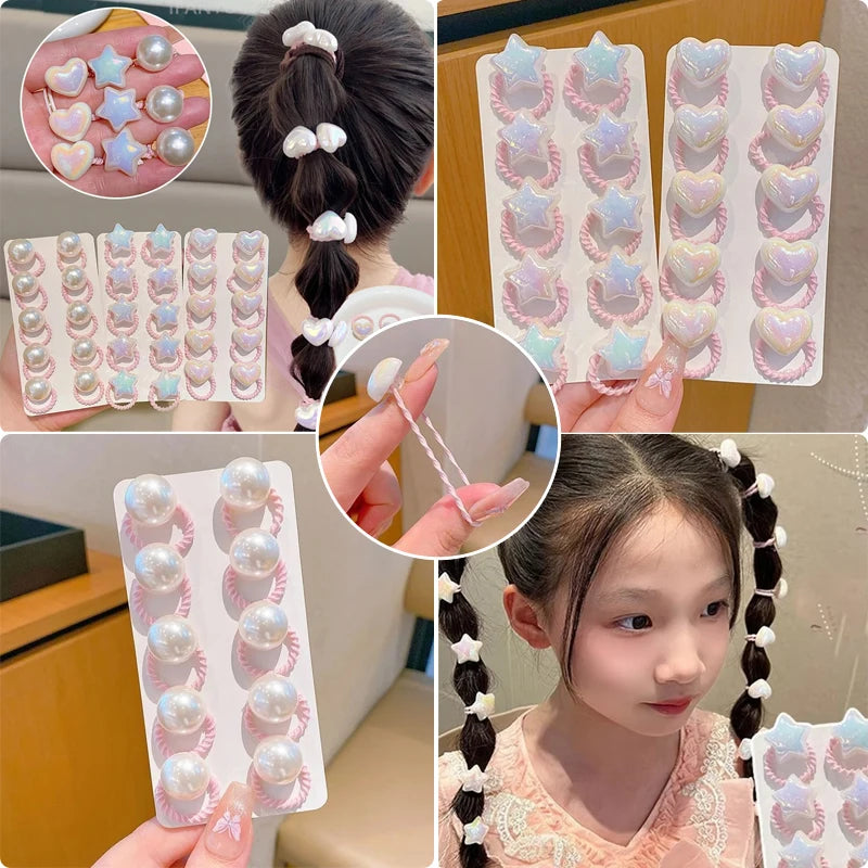 10 Cute Baby Girl Hair Bands Cartoon Love Heart Star Ties Toddler