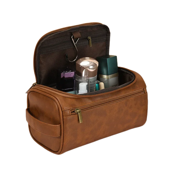 Men's Vintage Hanging Toiletry Bag – Large PU Travel Organizer Hanging Toiletry Bag Zpaxo