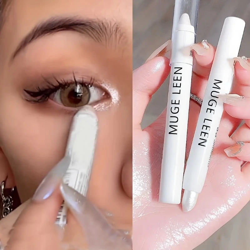 1PC Glitter Highlighter Pen Pearlescent Matte White Silvery Brighten Eyeshadow Stick Shiny Eye Face Makeup Zpaxo