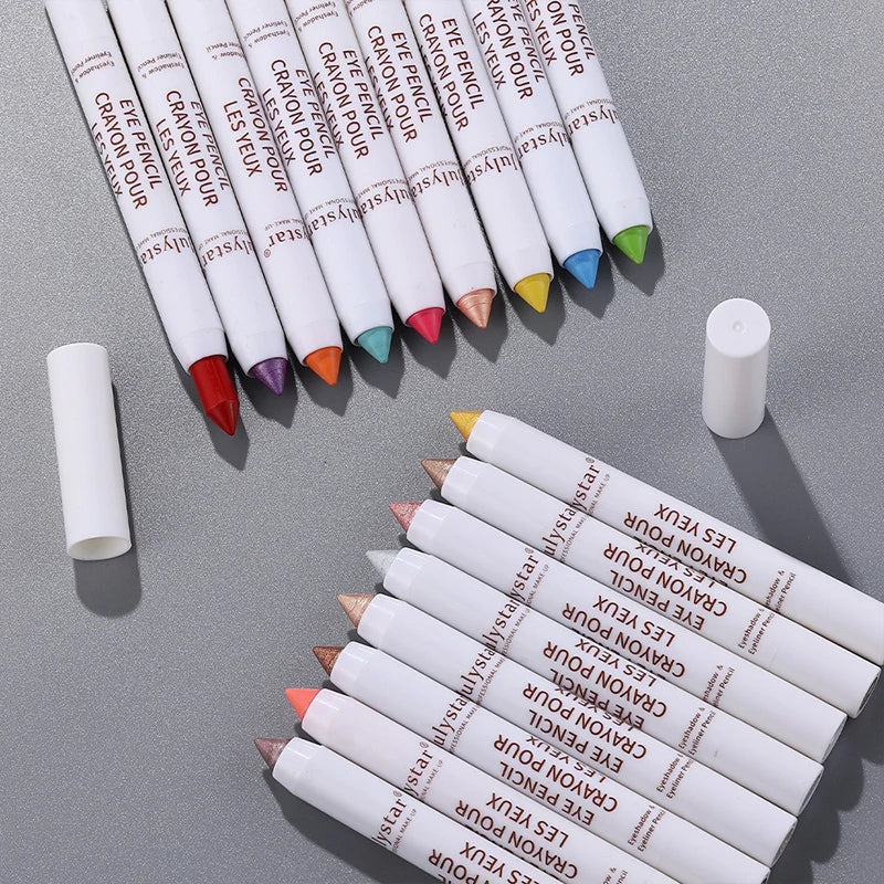 17 Colors Pearly Matte Eyeshadow Stick Crayon Makeup Smudge-Proof & Waterproof High Pigmented Shimmer Eyeshadow Eyeliner Pencil Zpaxo