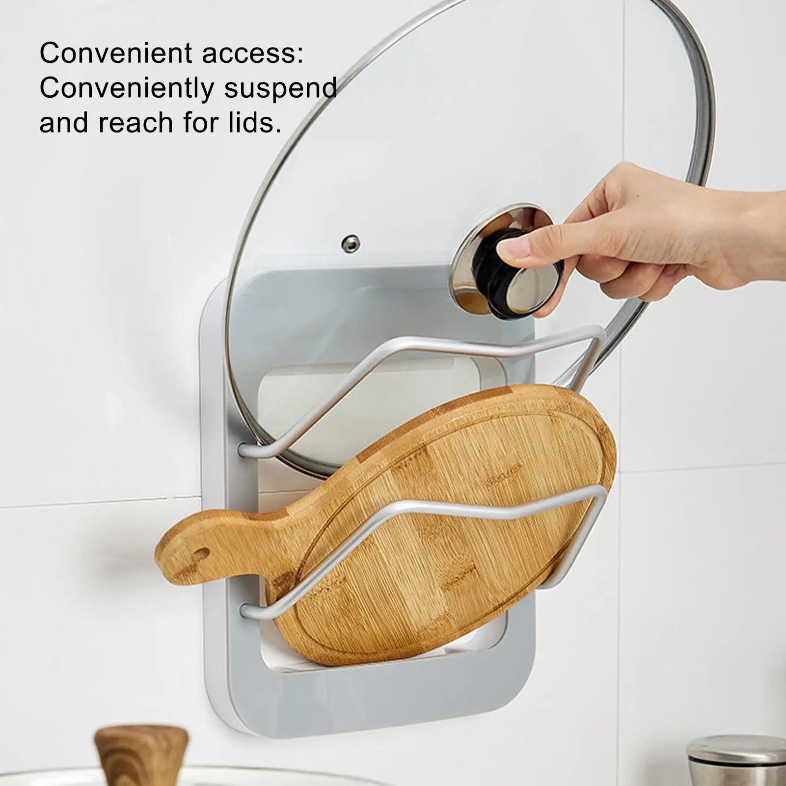 Pot Lids Organizer Rack Wall Mounted Kitchen Storage Shelf No