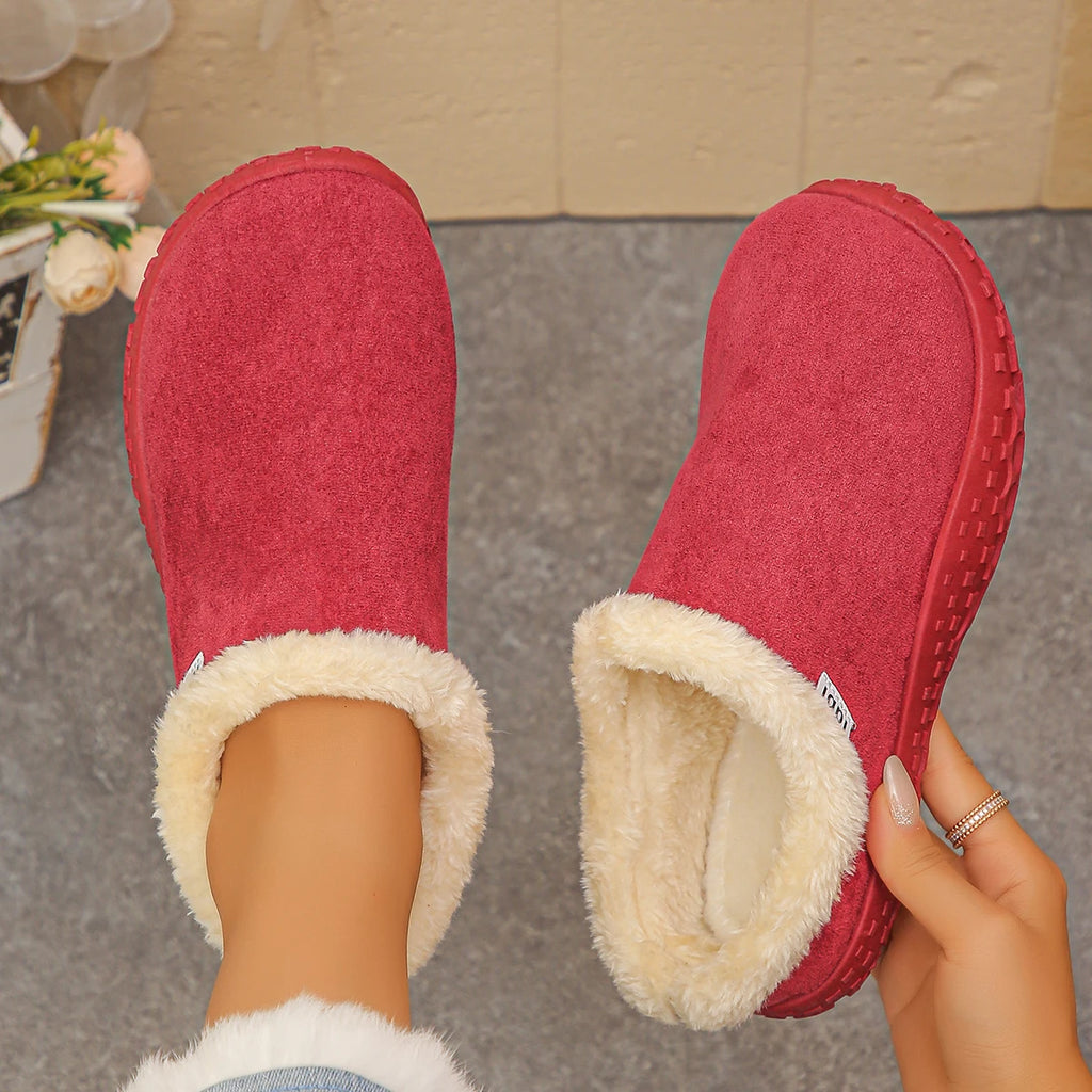 Women Snow Boots Wear Non-slip Wear-resistant Soft Bottom Warm Shoes Winter Cotton Slippers Plush Warm Thick Home Shoes Women Zpaxo Red 39