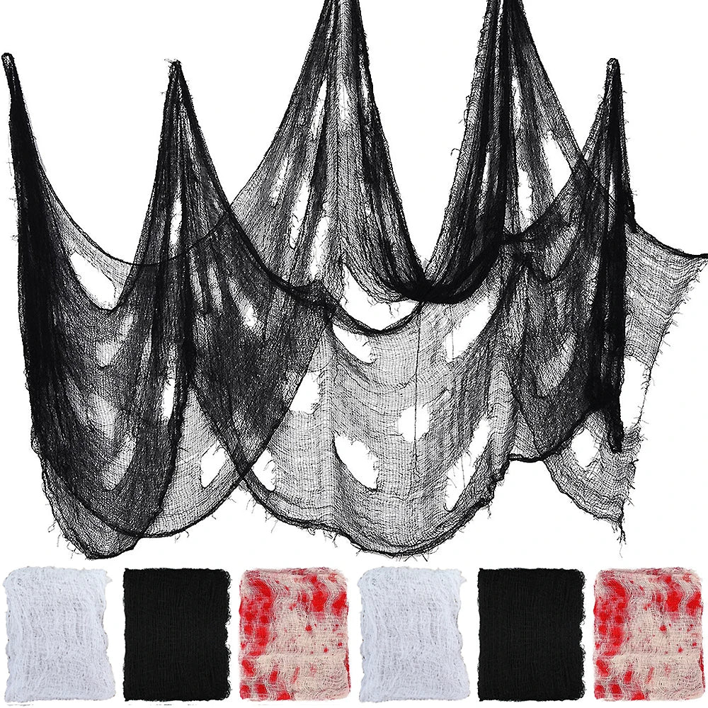 180x76cm Horror Halloween Decoration Black Gauze Artificial Spider