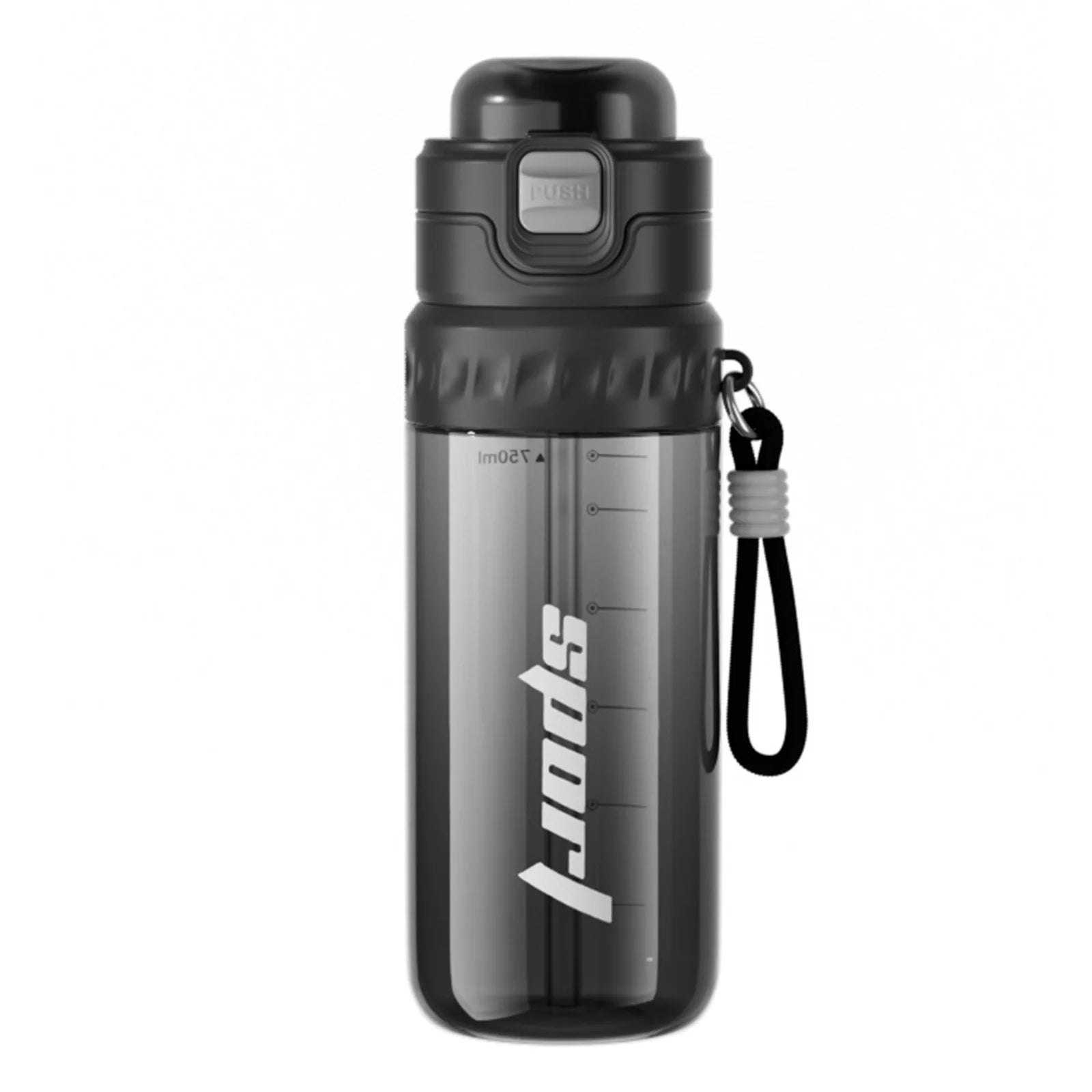 750ML Double Drinking Sports Bottle with Straw Dual-Drinking Spray Bottle for Mountaineering Gym Cycling Sports Activities Zpaxo Black