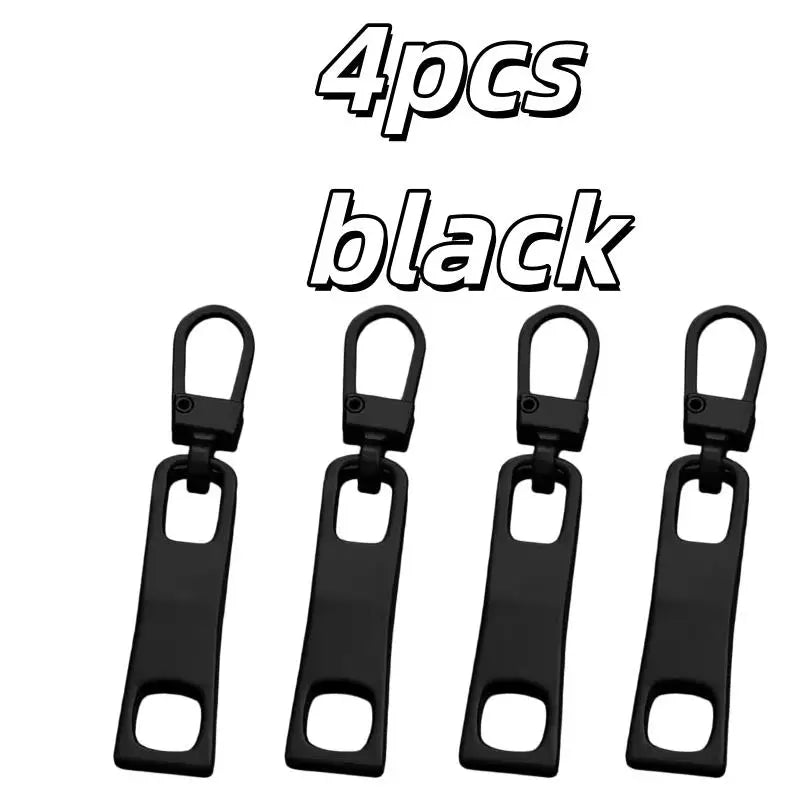 4pcs Two-Hole Zipper Pull Tabs – Detachable Metal Buckle, Replacement for Clothing & Schoolbags Zpaxo 4pcs black