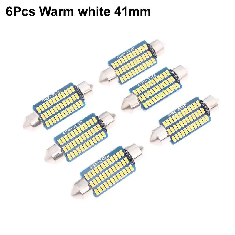 6-Pack C5W Canbus Festoon LED Bulbs 39mm 6500K White 300LM