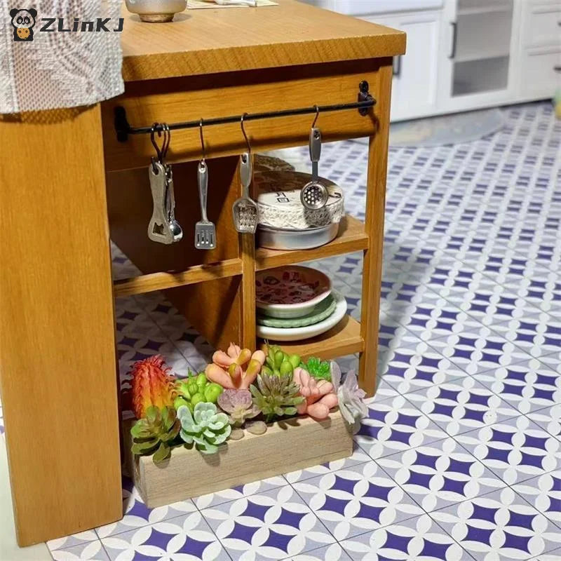 ▶1PCS Miniature Wooden Trough Simulation Green Plants Model Dollhouse Mini Landscape Garden Courtyard Scene Photography Prop Zpaxo