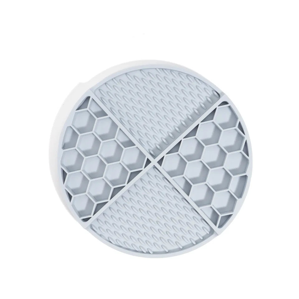 Honeycomb pet slow food bowl pet utensil slow food pad dog suction cup silicone licking pad anti choking slow dog licking pad Zpaxo GRAY
