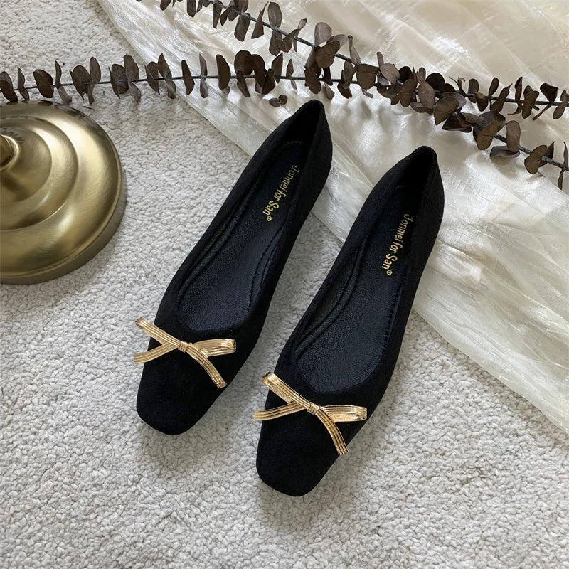 Super Large Size 44 45 46 Flat Shoes for Women 2023 French Spring/Summer New Black Shallow Mueller Shoes Ladies Women Shoes Zpaxo