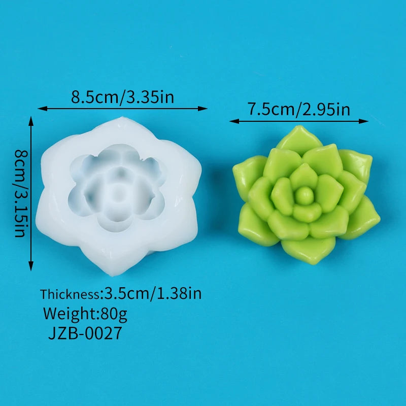 Succulents Candle Silicone Mold 3D Cactus Succulent Plants Soap Aroma