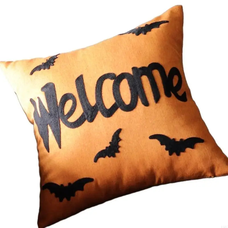 Washable Embroidered Pillow Cover Halloweens Themed Home Accent Soft