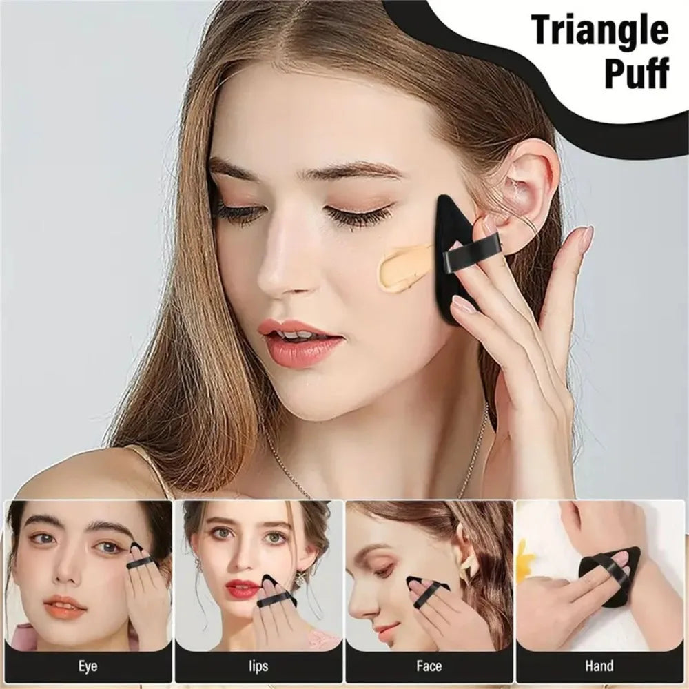 2/5/10Pc Black Triangle Powder Puff Facial Makeup Sponge Soft Velvet Cosmetics Puff Mixer Beauty Foundation Soft Skin-Friendly Zpaxo