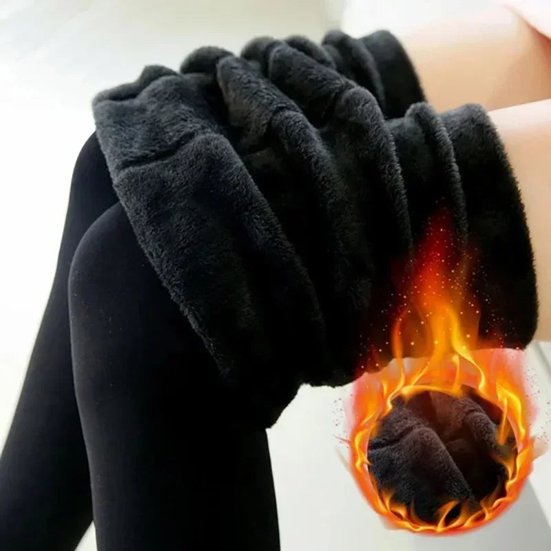 Women Winter Leggings Warm Leggins Waist Solid Velvet Thickened