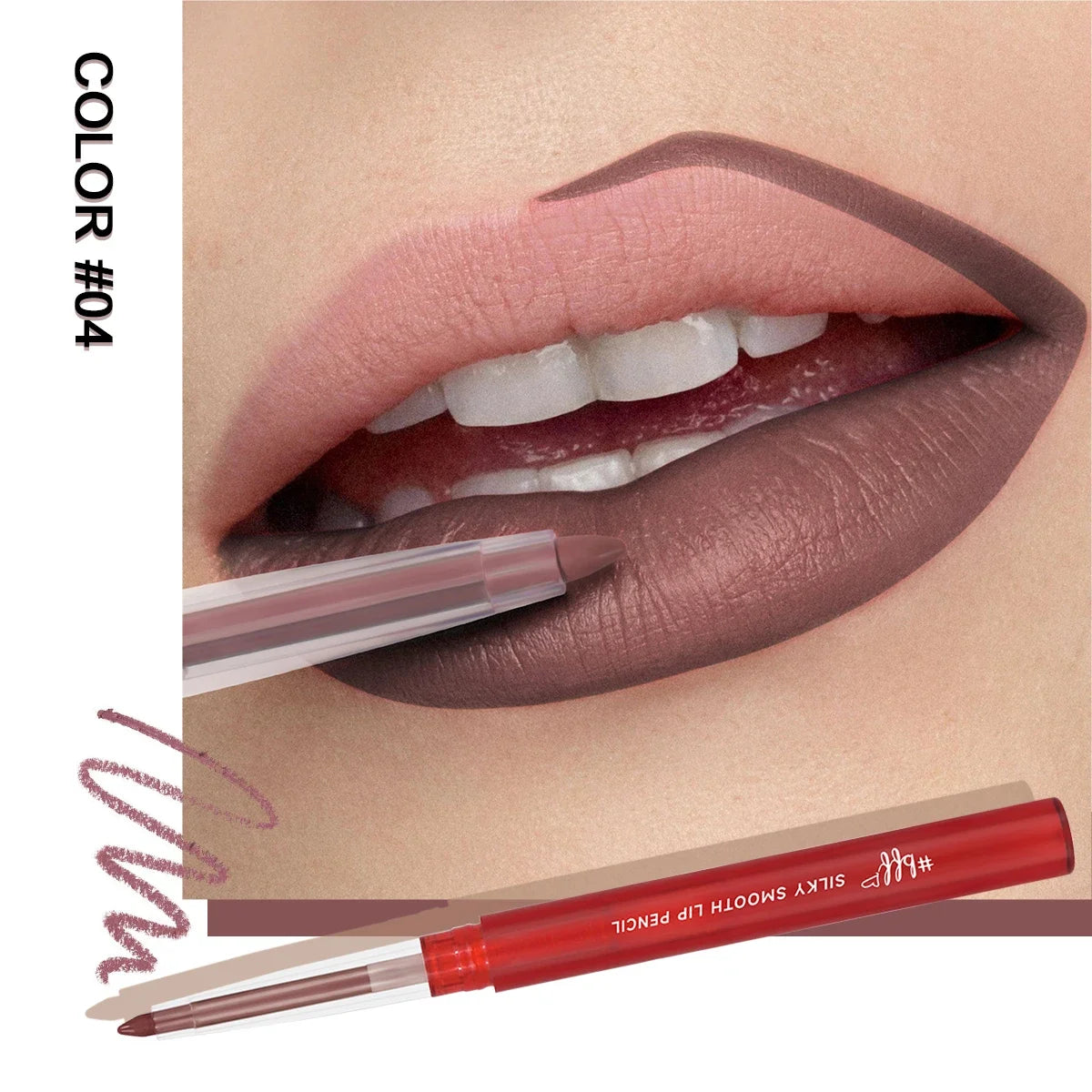 Velvet Lip Liner Crayon Matte Tapered Gradient Lipstick Pen Waterproof Non-Sticky Contouring Lip Makeup Mixed Color System Zpaxo 04