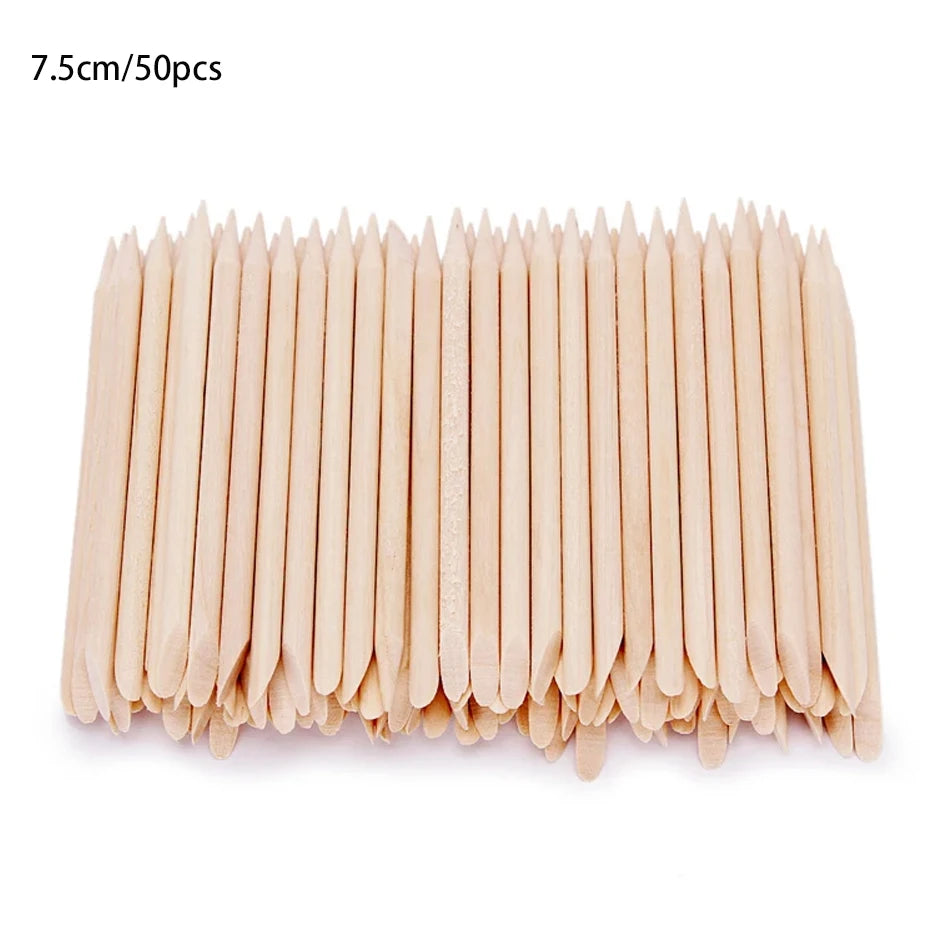 Double-Ended Wood Cuticle Pusher & Nail Art Sticks 50/100 Pack Cuticle Pusher Sticks Zpaxo 3BF046-50S