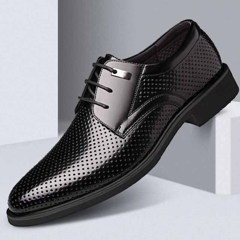 Summer Breathable Mens Dress Shoes Perforated Leather Lace Up Formal Zpaxo