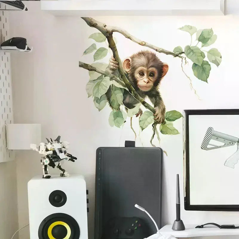 Cute Monkey Wall Sticker Bathroom Toilet Decor Living Room Cabinet Zpaxo