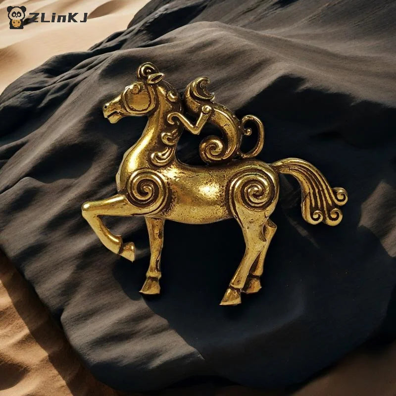 ▶1Pcs Horse Figurines 2026 Year Of Horse Brass Feng Shui Miniatures Bless Your Career With Success Home Office Desktop Decoratio Zpaxo