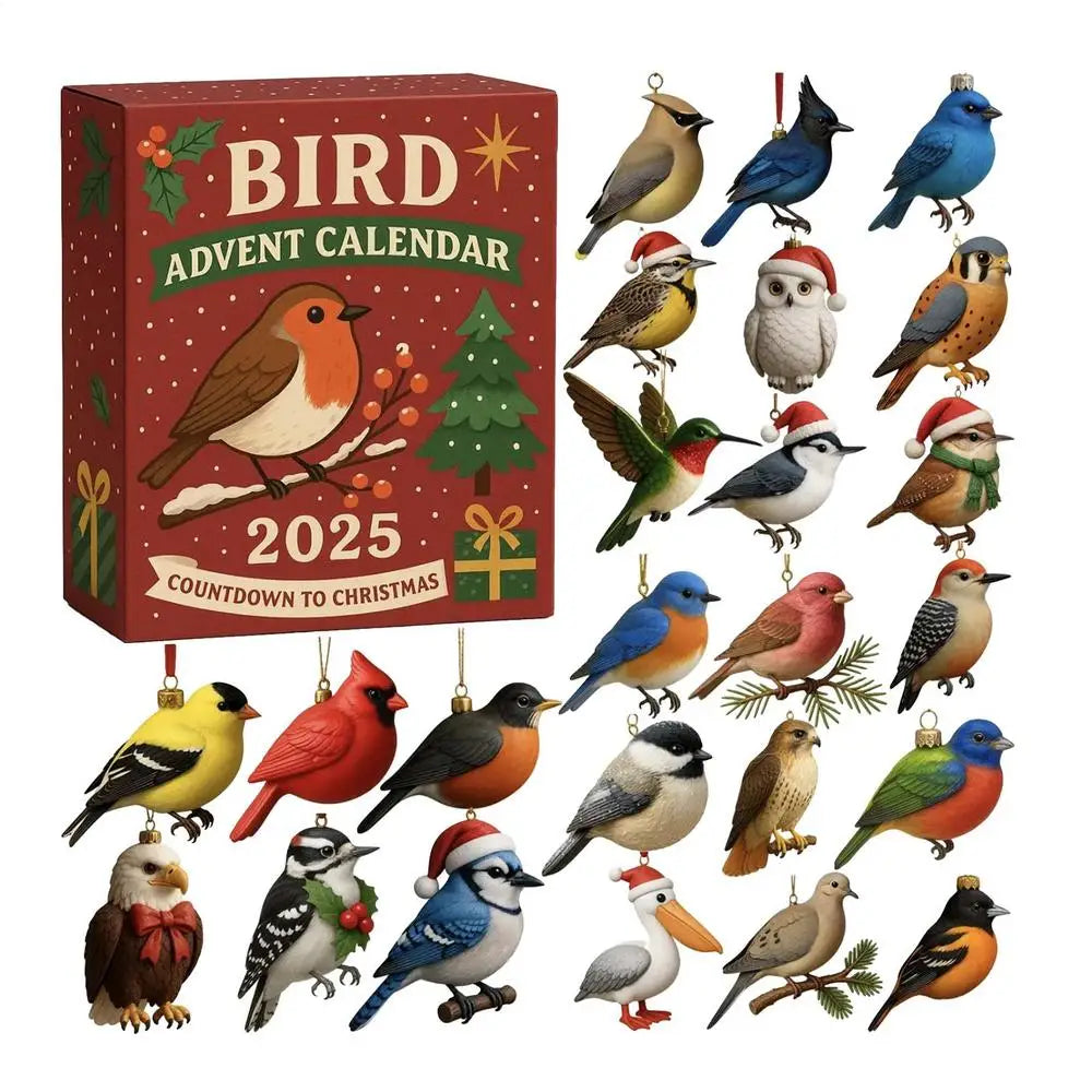 2025 Bird Christmas Countdown Calendar 2D Acrylic Ornament Tree