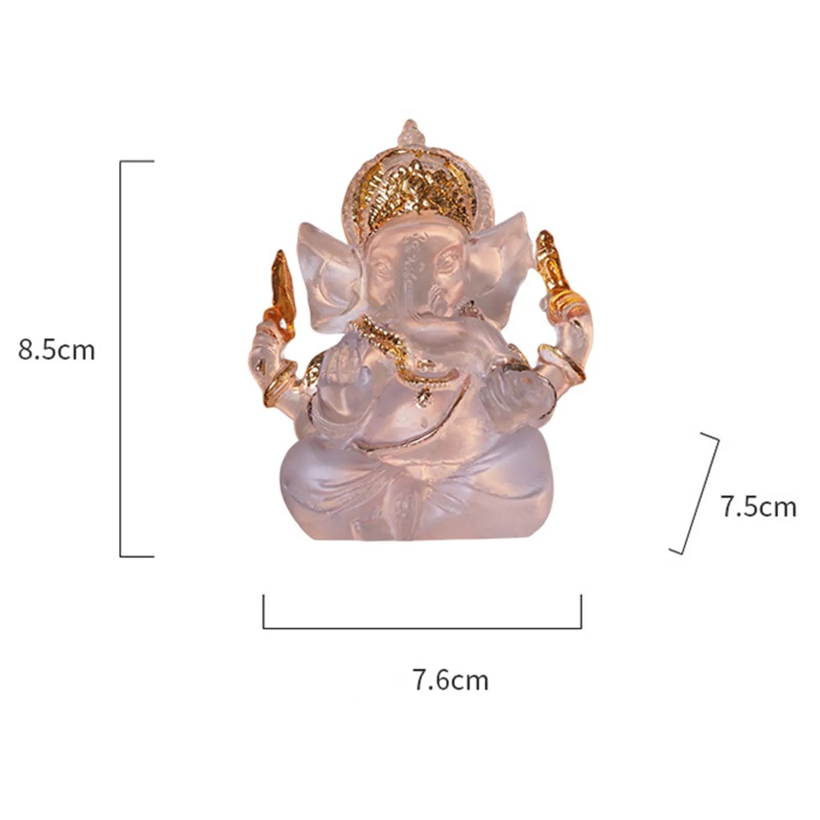 Ganesha Sitting Buddha Statue Sculpture Decorative Tabletop Decoration 3.5inch Tall for Housewarming Gift Fine Workmanship Zpaxo Clear 2