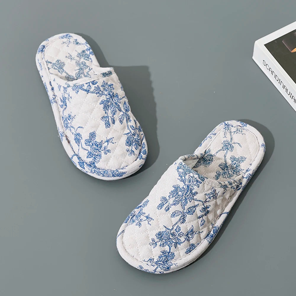 Home Indoor Slippers Soft Bottom Antislip Women Fashion Cotton Floral