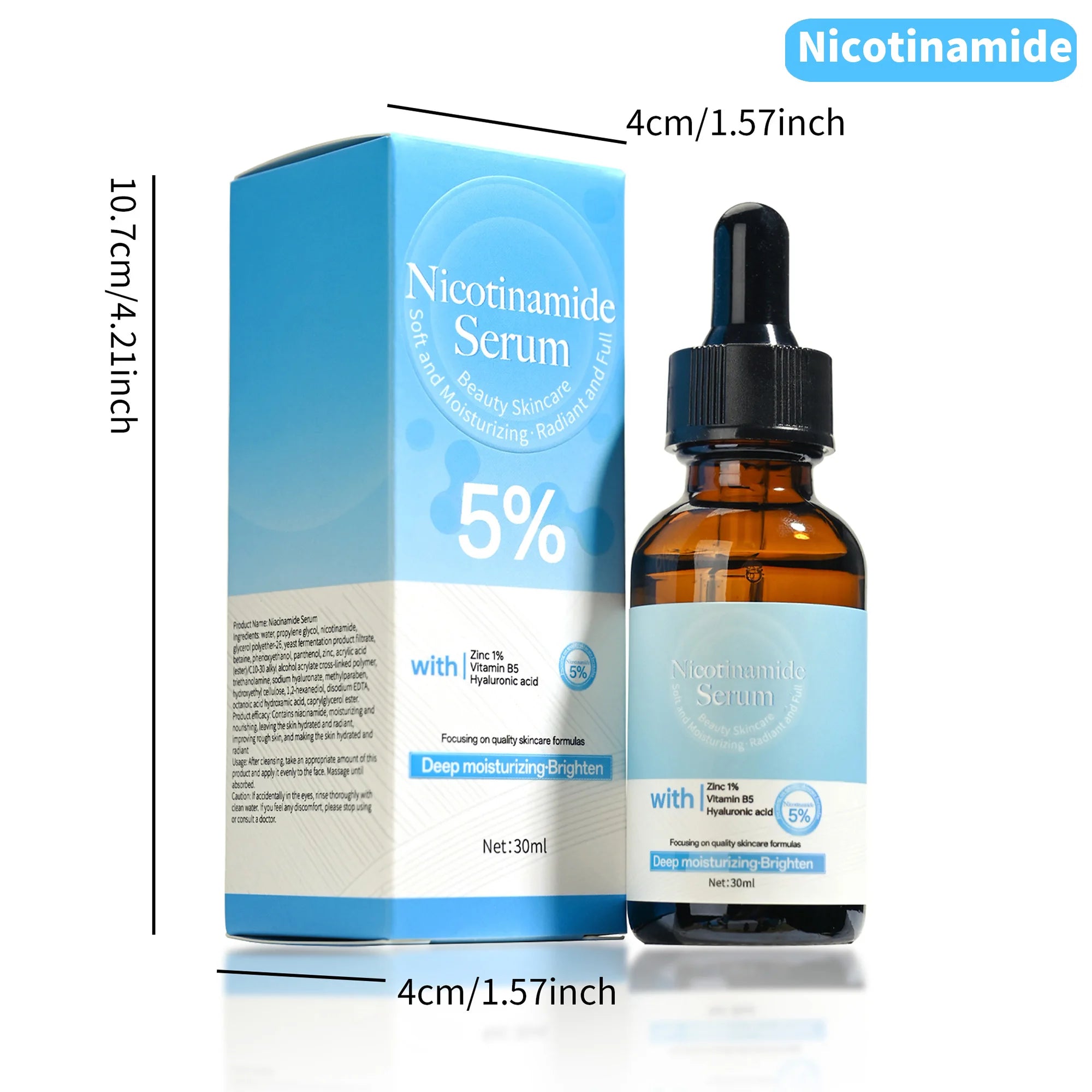 Nicotinamide & Vitamin B5 Brightening Face Serum | Moisturizing Brightening Face Serum Zpaxo