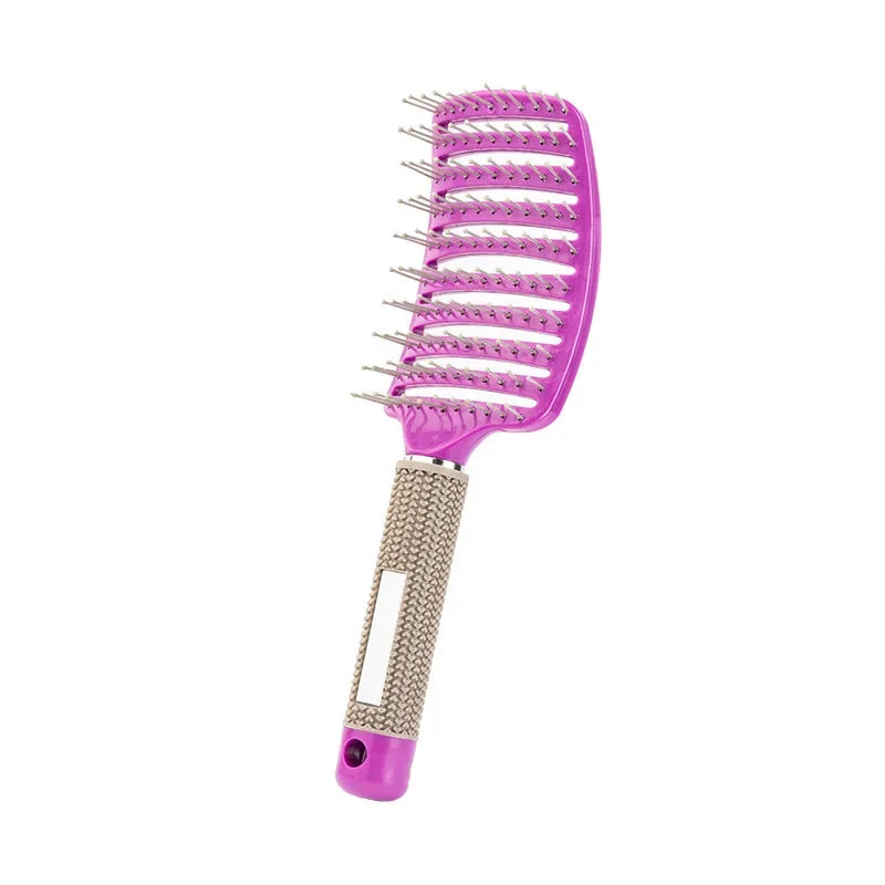 Hair Brush Scalp Massage Comb Hairbrush Bristle;Nylon Women Wet Curly Detangle Hair Brush for Salon Hairdressing Styling Tools Zpaxo purple hairless