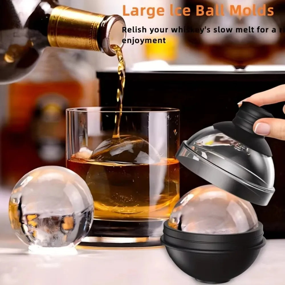 Silicone Ice Ball Maker Whiskey Large Sphere Mold 1 Funnel Lid Zpaxo