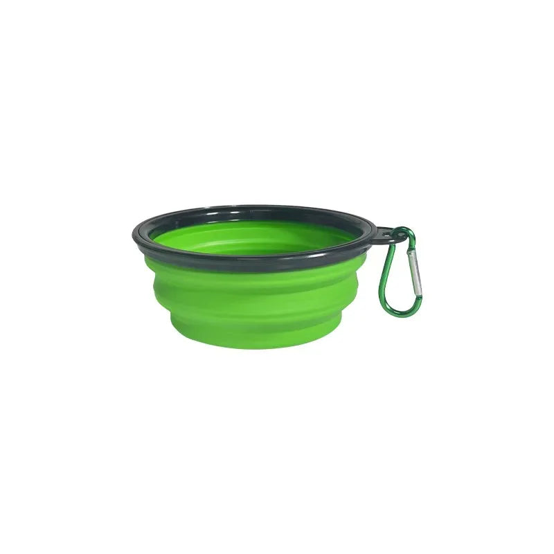 Dog Bowls Expandable Foldable Travel Pet Carabiners Durable Plastic Zpaxo green