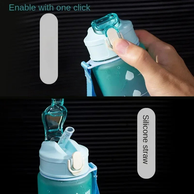 900ml Sports Water Bottle High Temperature Resistant Graduated Straw Cup Rainbow Frosted Progressive Color Water Cup Plastic Cup Zpaxo