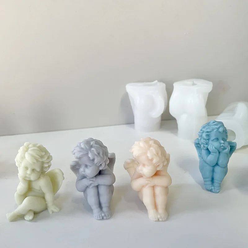 3D Angel Candle Silicone Mold DIY Aromatherapy Soap Candles Wax Plaster Polymer Clay Craft Ornament Making Mold Home Decor Zpaxo