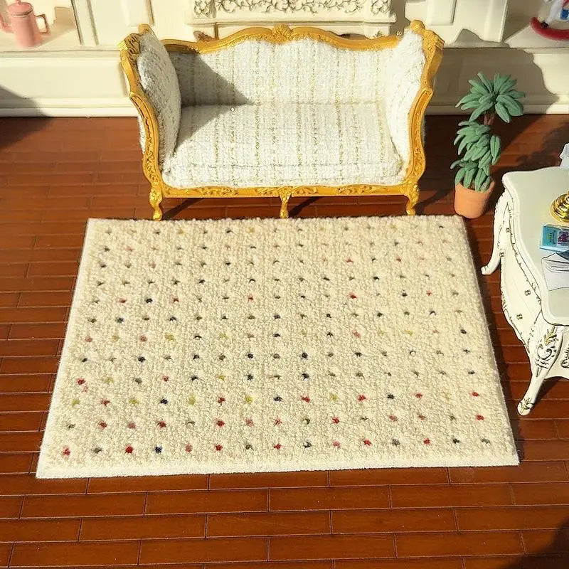 ▶Miniature Plush Carpet Fluffy Mat Model 1/12 Dollhouse Photography Prop Kids Pretend Play Toys Doll House Mini Decoration Gifts Zpaxo A1