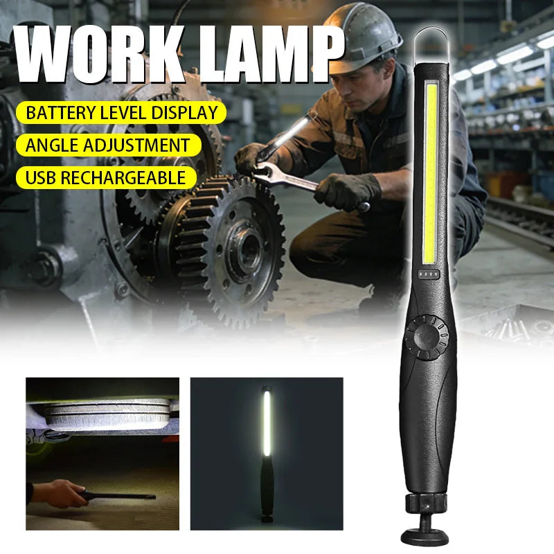 COB LED Magnetic Work Light – USB Rechargeable Torch & Lantern