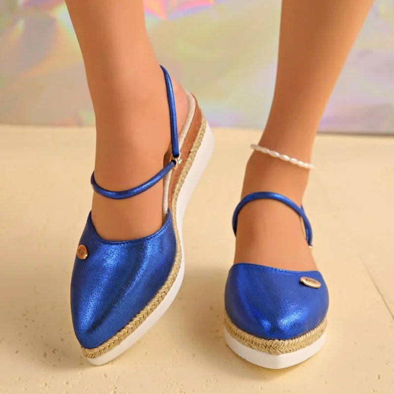 Women's Summer Fashion Espadrilles Closed Toe Wedge Sandals Buckle