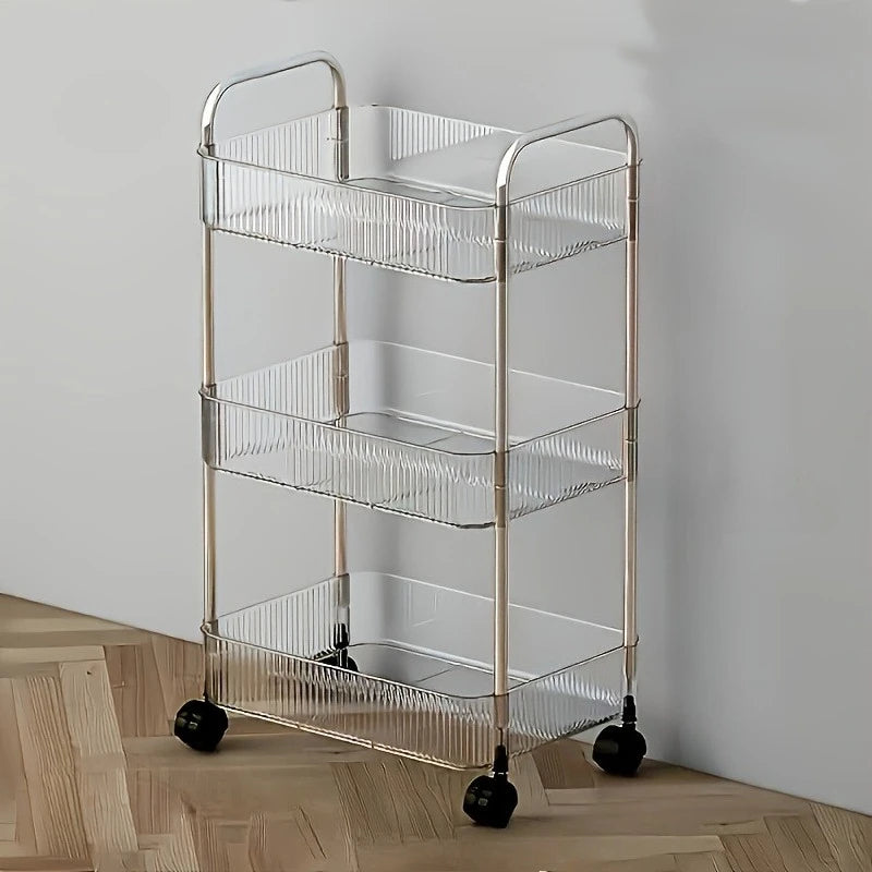 Modern Universal Wheel Design Transparent Acrylic Rolling Storage