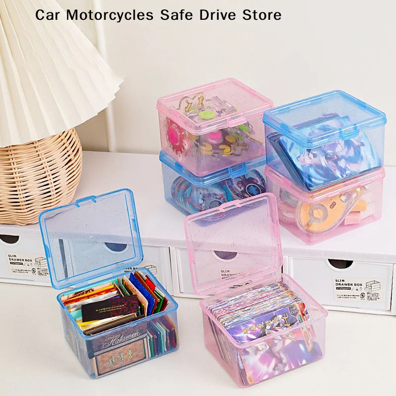 CMINS Transparent Plastic Storage Box Photocards Holder Desk