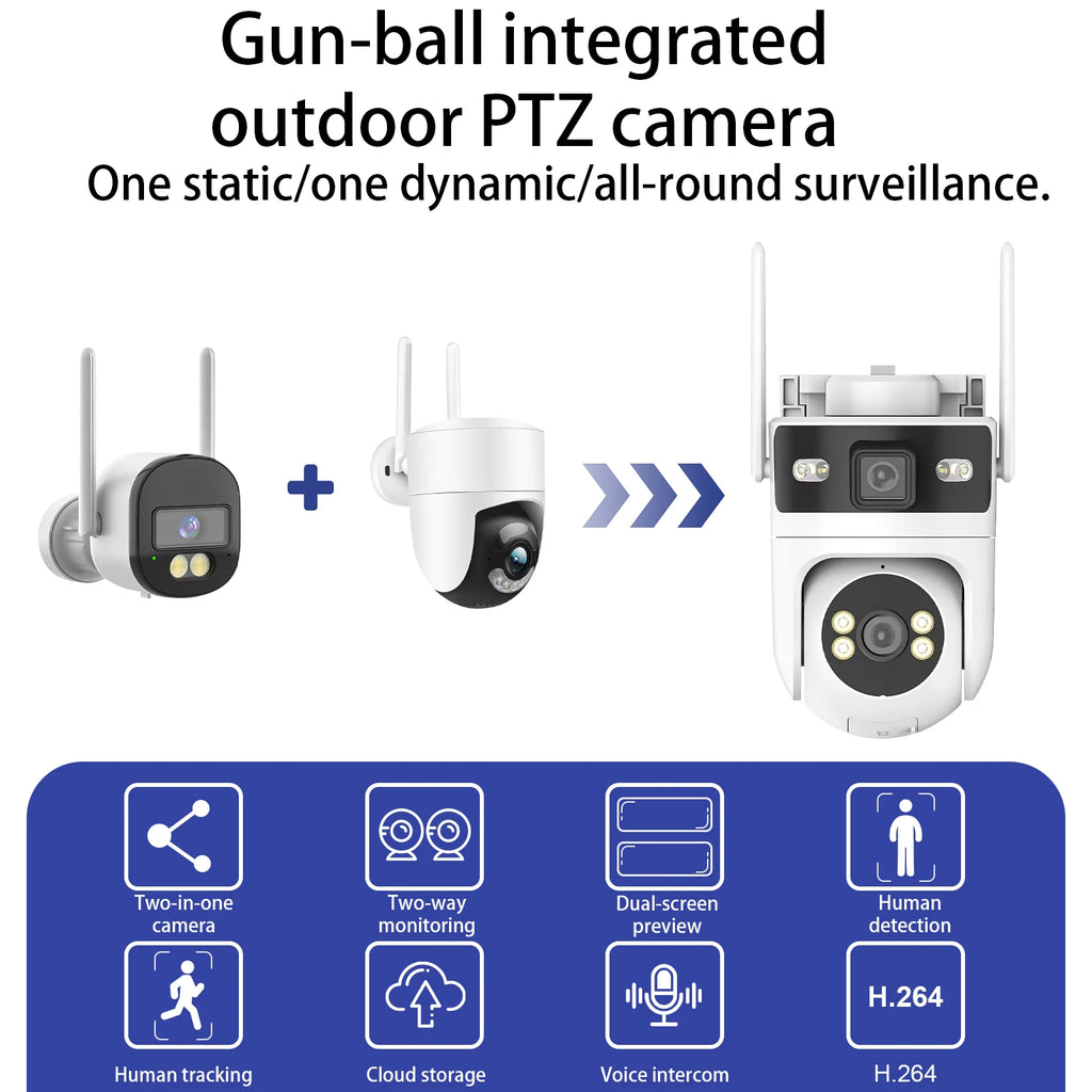 Tuya Binocular Camera 6MP HD Outdoor PTZ Security WiFi Cameras Motion Tracking Dual Screens Video Surveillance Google Home Alexa Zpaxo