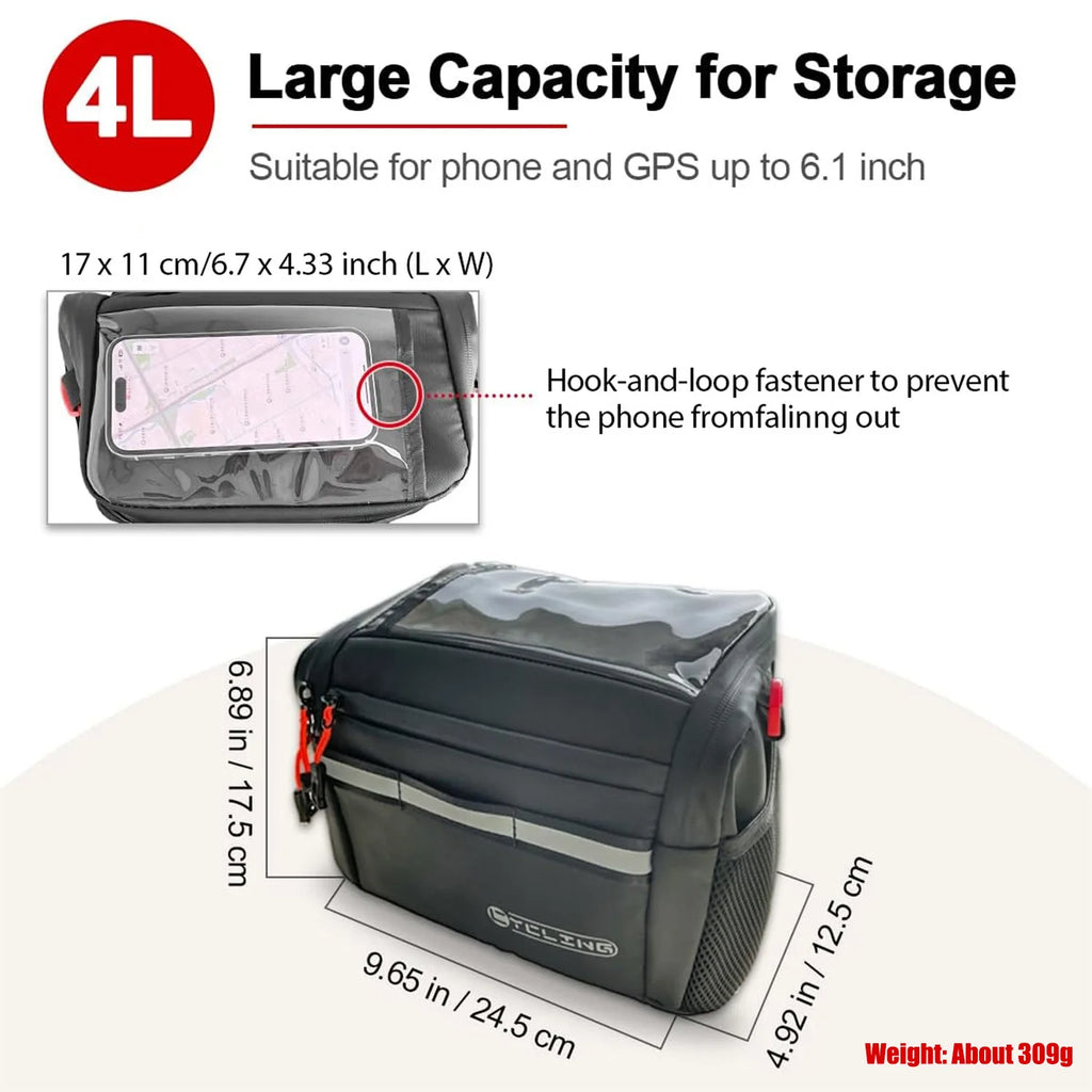 Toptrek 4L Bicycle Handlebar Bag Large Capacity Insulated Car Storage Winter Bike Bag Keep Warm Basket Pack Cycling Accessories Zpaxo