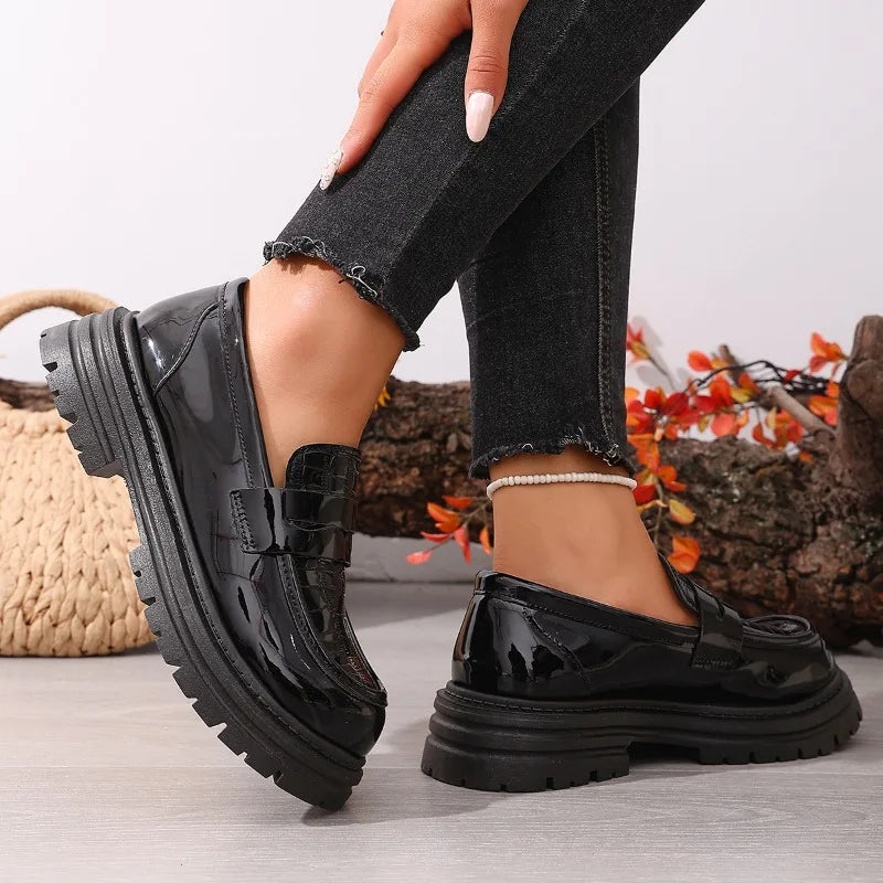 Women's Thick Soled Single Shoes Comfortable Fashion Casual Mid Heels Zpaxo