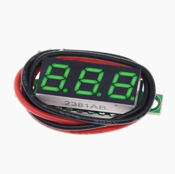 0.28-inch ultra small digital DC voltage meter with adjustable digital display, three wire DC0-100V battery voltage meter Zpaxo green