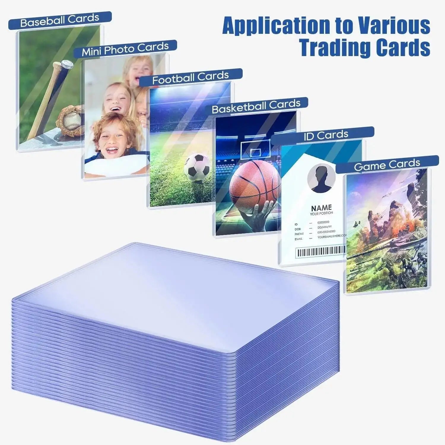 1- 35PT Trading Card Holder Transparent Protective Hard Plastic