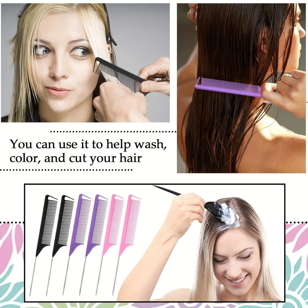 Pointed Tail Comb Suitable Hairstyle Design Plastic Teeth Metal